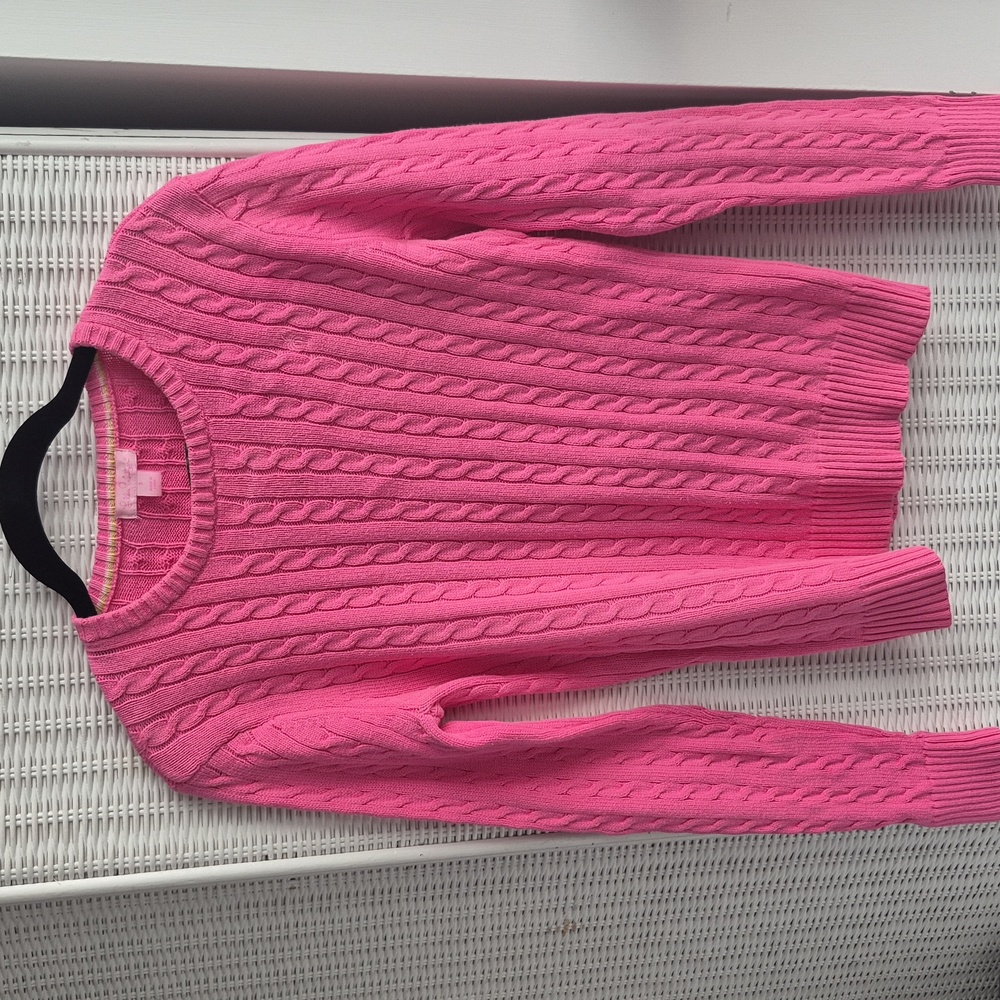 Lilly Pulitzer Pink Cotton Cable Knit Sweater Size Small